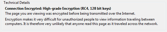 Firefox message about using RC4 encryption cipher